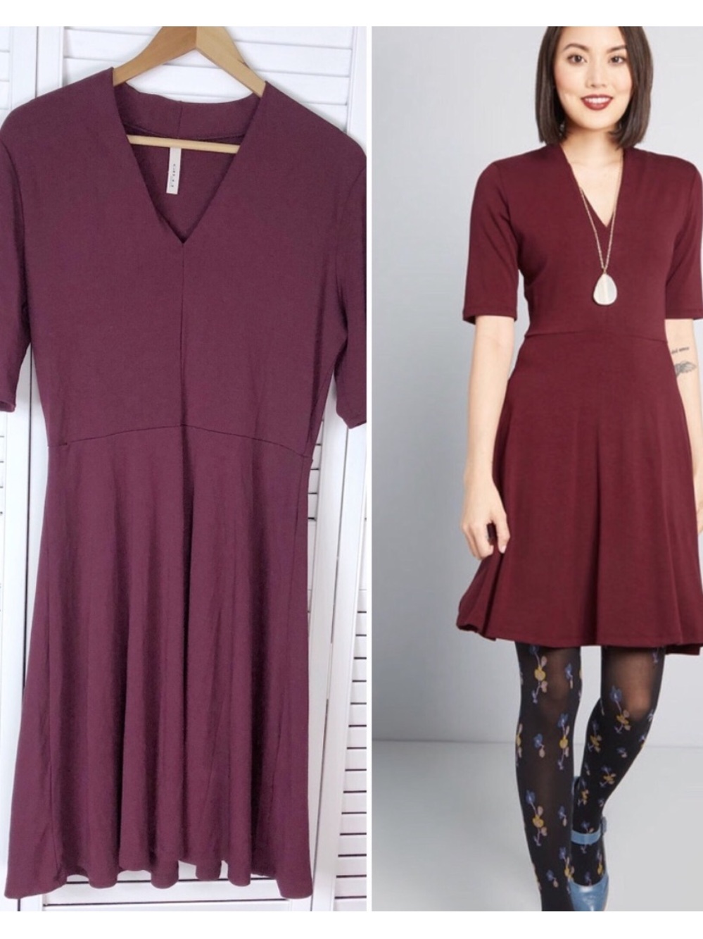 ModCloth Gilli Warranted Wanderlust Maroon Burgundy A Line Knit Dress Sz L